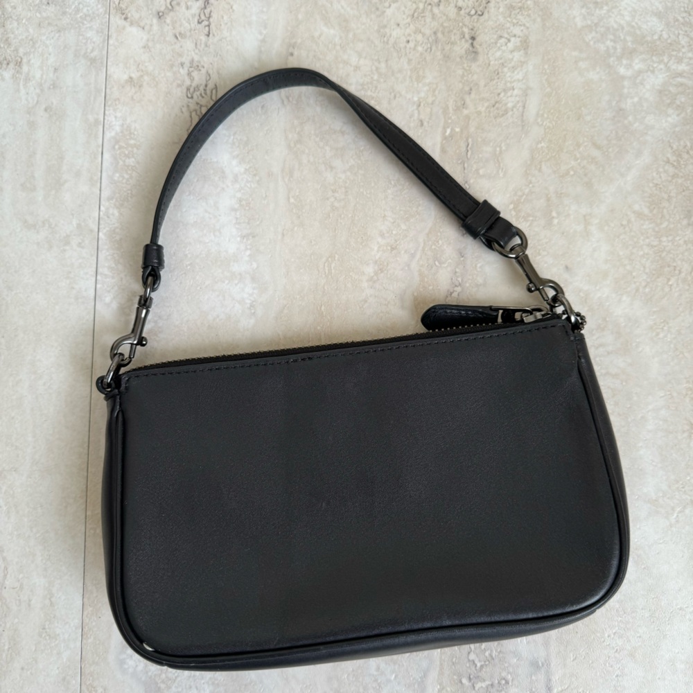 Coach Nolita Clutch Wristlet Pouch Mini Bag Floral Black Leather - Picture 3 of 6